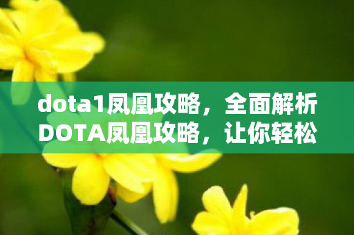 dota1凤凰攻略,全面解析DOTA凤凰攻略,让你轻松掌握游戏技巧 dota1凤凰攻略,全面解析DOTA凤凰攻略,让你轻松掌握游戏技巧