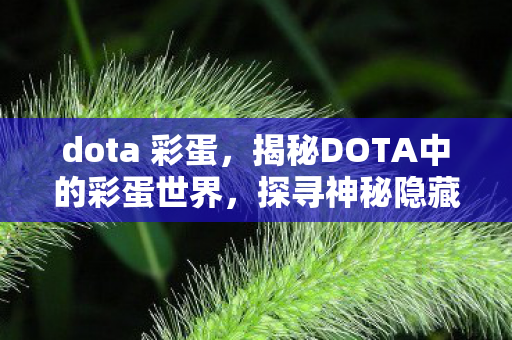 dota 彩蛋,揭秘DOTA中的彩蛋世界,探寻神秘隐藏元素 dota 彩蛋,揭秘DOTA中的彩蛋世界,探寻神秘隐藏元素