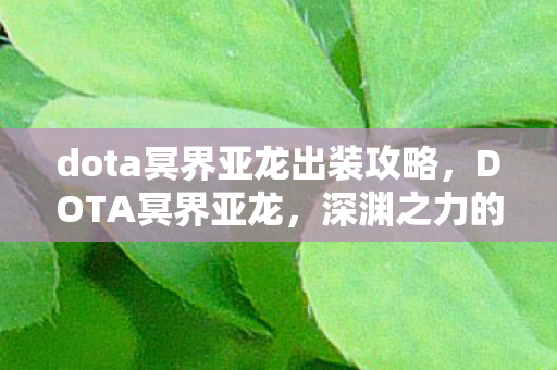 dota冥界亚龙出装攻略，DOTA冥界亚龙，深渊之力的掌控者