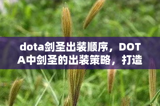 dota剑圣出装顺序，DOTA中剑圣的出装策略，打造无敌战斗机器