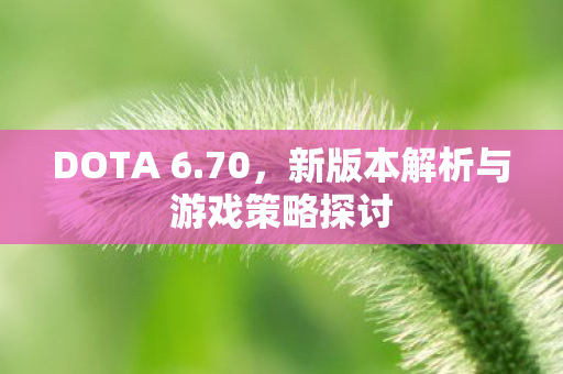 DOTA 6.70,新版本解析与游戏策略探讨 DOTA 6.70,新版本解析与游戏策略探讨