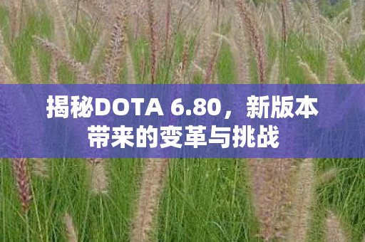 揭秘DOTA 6.80,新版本带来的变革与挑战 揭秘DOTA 6.80,新版本带来的变革与挑战