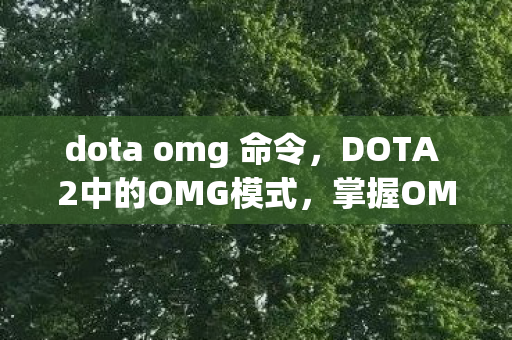 dota omg 命令,DOTA 2中的OMG模式,掌握OMG命令,成为胜利的关键 dota omg 命令,DOTA 2中的OMG模式,掌握OMG命令,成为胜利的关键