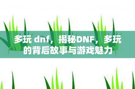 多玩 dnf,揭秘DNF,多玩的背后故事与游戏魅力 多玩 dnf,揭秘DNF,多玩的背后故事与游戏魅力