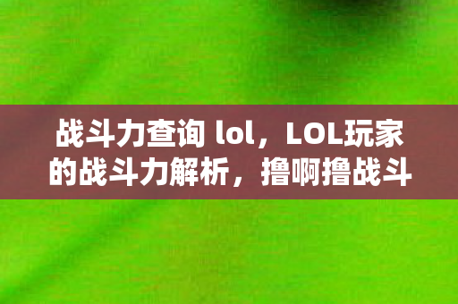 战斗力查询 lol,LOL玩家的战斗力解析,撸啊撸战斗力查询系统深度解读 战斗力查询 lol,LOL玩家的战斗力解析,撸啊撸战斗力查询系统深度解读