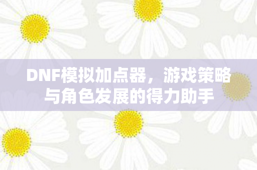 DNF模拟加点器，游戏策略与角色发展的得力助手