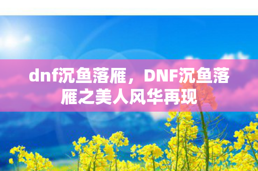 dnf沉鱼落雁,DNF沉鱼落雁之美人风华再现 dnf沉鱼落雁,DNF沉鱼落雁之美人风华再现