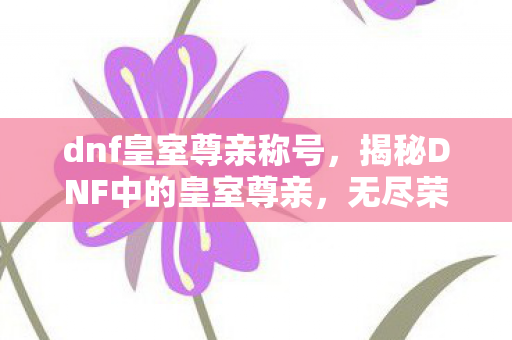 dnf皇室尊亲称号，揭秘DNF中的皇室尊亲，无尽荣耀背后的故事