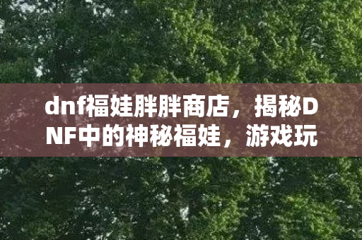 dnf福娃胖胖商店,揭秘DNF中的神秘福娃,游戏玩家的幸运之星 dnf福娃胖胖商店,揭秘DNF中的神秘福娃,游戏玩家的幸运之星