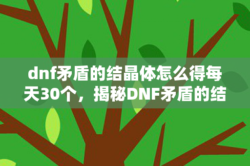 dnf矛盾的结晶体怎么得每天30个，揭秘DNF矛盾的结晶体获取之道
