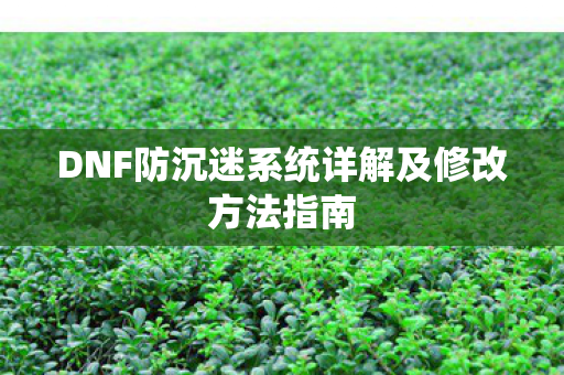 DNF防沉迷系统详解及修改方法指南 DNF防沉迷系统详解及修改方法指南
