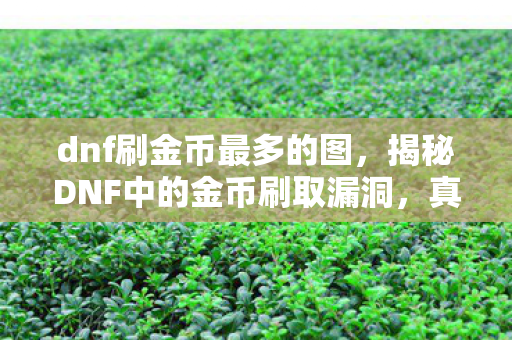 dnf刷金币最多的图,揭秘DNF中的金币刷取漏洞,真相究竟如何? dnf刷金币最多的图,揭秘DNF中的金币刷取漏洞,真相究竟如何?