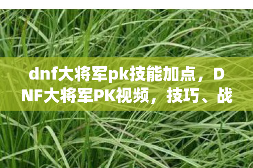 dnf大将军pk技能加点,DNF大将军PK视频,技巧、战术与操作的艺术 dnf大将军pk技能加点,DNF大将军PK视频,技巧、战术与操作的艺术