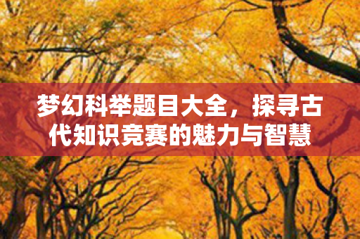 梦幻科举题目大全,探寻古代知识竞赛的魅力与智慧 梦幻科举题目大全,探寻古代知识竞赛的魅力与智慧