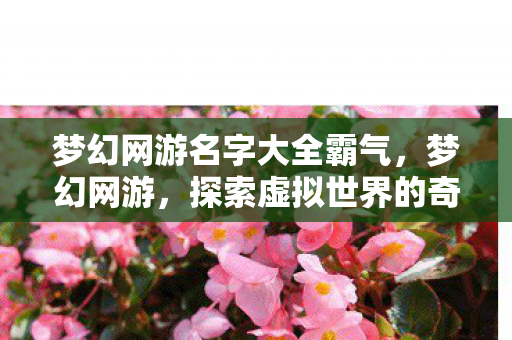 梦幻网游名字大全霸气,梦幻网游,探索虚拟世界的奇幻之旅 梦幻网游名字大全霸气,梦幻网游,探索虚拟世界的奇幻之旅
