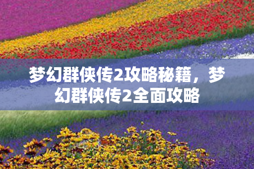 梦幻群侠传2攻略秘籍,梦幻群侠传2全面攻略 梦幻群侠传2攻略秘籍,梦幻群侠传2全面攻略