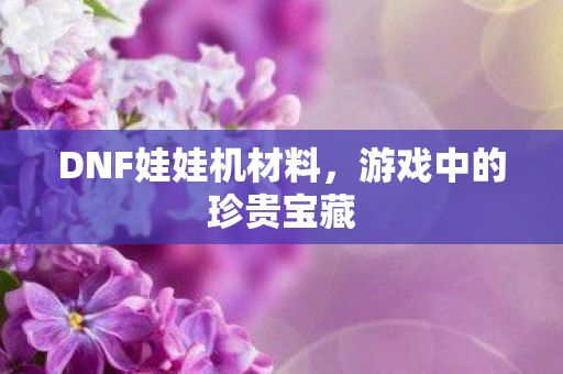 DNF娃娃机材料,游戏中的珍贵宝藏 DNF娃娃机材料,游戏中的珍贵宝藏
