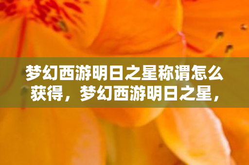 梦幻西游明日之星称谓怎么获得,梦幻西游明日之星,探寻新星之路,见证未来英雄诞生 梦幻西游明日之星称谓怎么获得,梦幻西游明日之星,探寻新星之路,见证未来英雄诞生