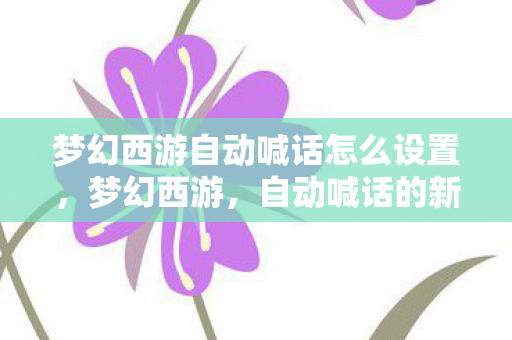 梦幻西游自动喊话怎么设置,梦幻西游,自动喊话的新世界 梦幻西游自动喊话怎么设置,梦幻西游,自动喊话的新世界