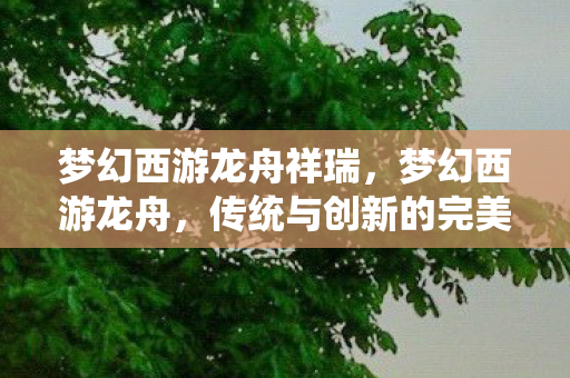 梦幻西游龙舟祥瑞，梦幻西游龙舟，传统与创新的完美结合