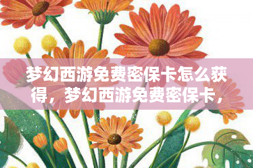 梦幻西游免费密保卡怎么获得,梦幻西游免费密保卡,保障你的账号安全新选择 梦幻西游免费密保卡怎么获得,梦幻西游免费密保卡,保障你的账号安全新选择