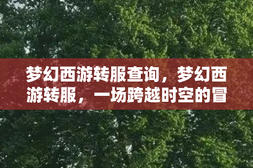 梦幻西游转服查询,梦幻西游转服,一场跨越时空的冒险之旅 梦幻西游转服查询,梦幻西游转服,一场跨越时空的冒险之旅