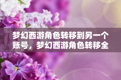 梦幻西游角色转移到另一个账号,梦幻西游角色转移全解析 梦幻西游角色转移到另一个账号,梦幻西游角色转移全解析