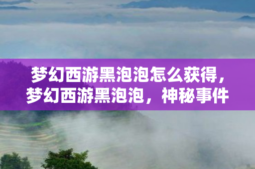 梦幻西游黑泡泡怎么获得，梦幻西游黑泡泡，神秘事件背后的真相揭秘