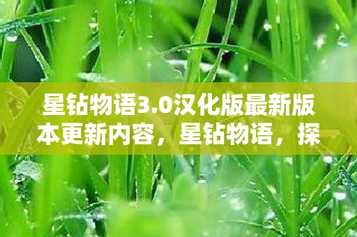 星钻物语3.0汉化版最新版本更新内容,星钻物语,探寻无尽的星辰宝藏 星钻物语3.0汉化版最新版本更新内容,星钻物语,探寻无尽的星辰宝藏