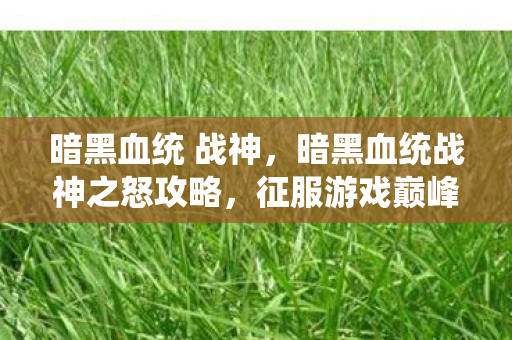 暗黑血统 战神,暗黑血统战神之怒攻略,征服游戏巅峰的秘诀 暗黑血统 战神,暗黑血统战神之怒攻略,征服游戏巅峰的秘诀