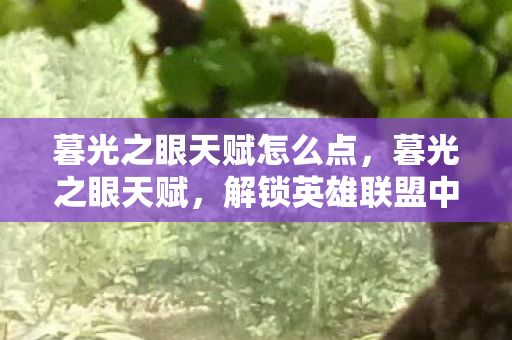 暮光之眼天赋怎么点,暮光之眼天赋,解锁英雄联盟中的守护者之力 暮光之眼天赋怎么点,暮光之眼天赋,解锁英雄联盟中的守护者之力