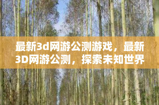 最新3d网游公测游戏，最新3D网游公测，探索未知世界的奇幻之旅
