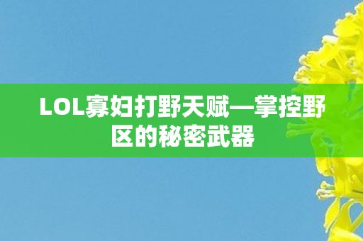 LOL寡妇打野天赋—掌控野区的秘密武器 LOL寡妇打野天赋—掌控野区的秘密武器