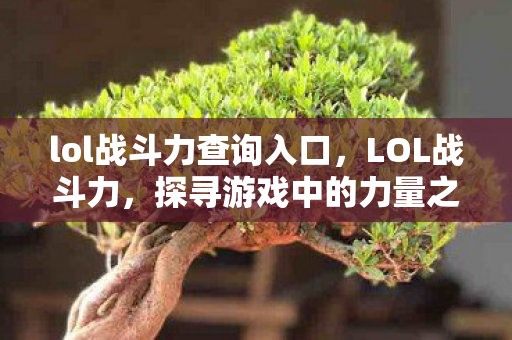 lol战斗力查询入口,LOL战斗力,探寻游戏中的力量之巅 lol战斗力查询入口,LOL战斗力,探寻游戏中的力量之巅