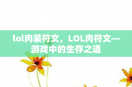lol肉装符文,LOL肉符文—游戏中的生存之道 lol肉装符文,LOL肉符文—游戏中的生存之道