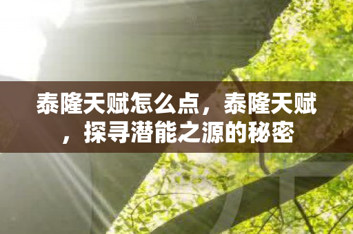 泰隆天赋怎么点,泰隆天赋,探寻潜能之源的秘密 泰隆天赋怎么点,泰隆天赋,探寻潜能之源的秘密