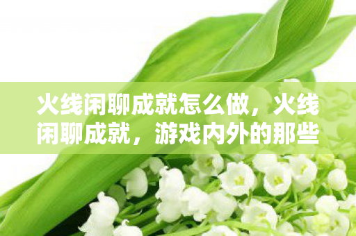 火线闲聊成就怎么做,火线闲聊成就,游戏内外的那些事 火线闲聊成就怎么做,火线闲聊成就,游戏内外的那些事