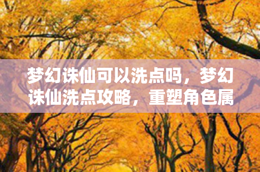 梦幻诛仙可以洗点吗,梦幻诛仙洗点攻略,重塑角色属性,轻松提升战力 梦幻诛仙可以洗点吗,梦幻诛仙洗点攻略,重塑角色属性,轻松提升战力