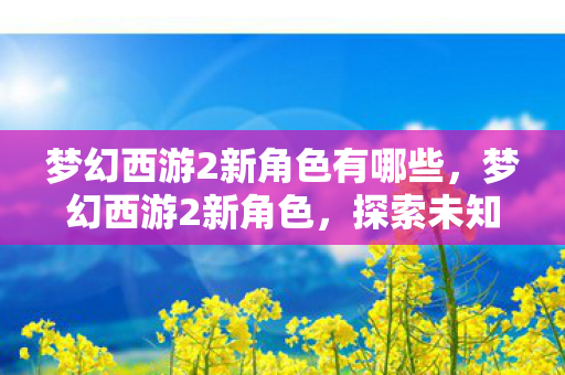 梦幻西游2新角色有哪些，梦幻西游2新角色，探索未知领域，启程全新冒险之旅