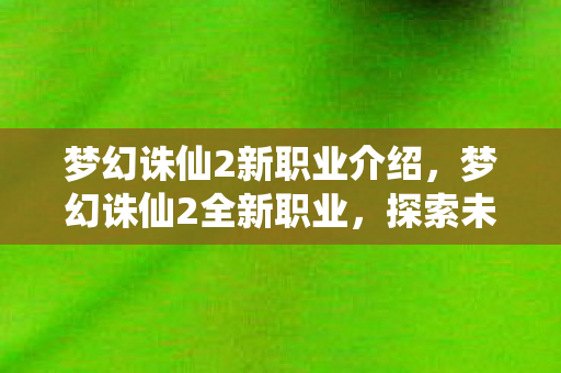 梦幻诛仙2新职业介绍,梦幻诛仙2全新职业,探索未知领域,引领时代风潮 梦幻诛仙2新职业介绍,梦幻诛仙2全新职业,探索未知领域,引领时代风潮