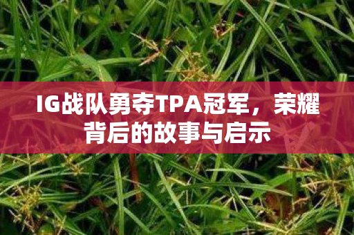 IG战队勇夺TPA冠军,荣耀背后的故事与启示 IG战队勇夺TPA冠军,荣耀背后的故事与启示