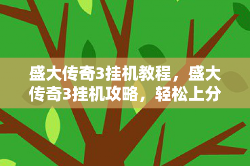 盛大传奇3挂机教程,盛大传奇3挂机攻略,轻松上分,成为顶尖玩家! 盛大传奇3挂机教程,盛大传奇3挂机攻略,轻松上分,成为顶尖玩家!