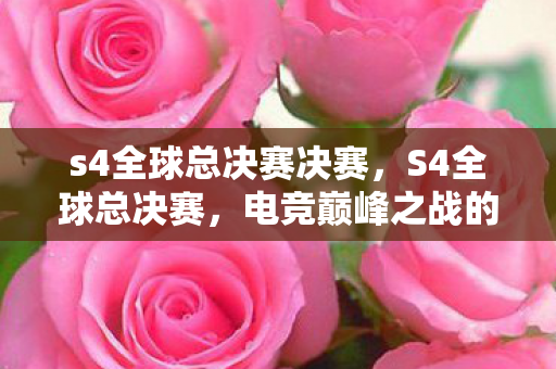 s4全球总决赛决赛，S4全球总决赛，电竞巅峰之战的热血瞬间