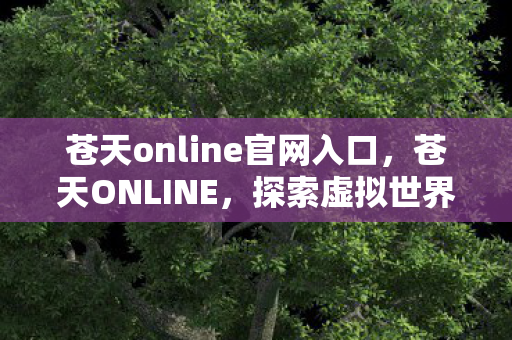 苍天online官网入口,苍天ONLINE,探索虚拟世界的无限可能 苍天online官网入口,苍天ONLINE,探索虚拟世界的无限可能