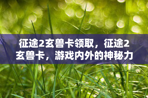 征途2玄兽卡领取,征途2玄兽卡,游戏内外的神秘力量 征途2玄兽卡领取,征途2玄兽卡,游戏内外的神秘力量