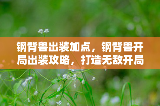 钢背兽出装加点，钢背兽开局出装攻略，打造无敌开局装备组合
