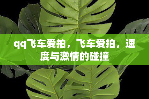 qq飞车爱拍，飞车爱拍，速度与激情的碰撞
