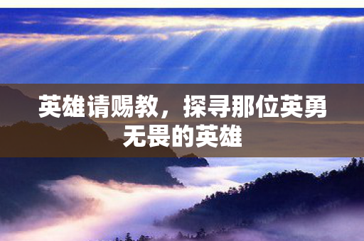 英雄请赐教,探寻那位英勇无畏的英雄 英雄请赐教,探寻那位英勇无畏的英雄