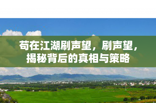 苟在江湖刷声望,刷声望,揭秘背后的真相与策略 苟在江湖刷声望,刷声望,揭秘背后的真相与策略