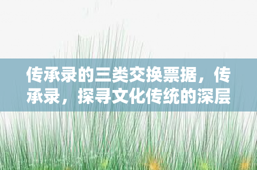 传承录的三类交换票据,传承录,探寻文化传统的深层价值 传承录的三类交换票据,传承录,探寻文化传统的深层价值